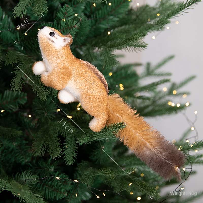Christmas Decorative Artificial Squirrel Creative Plush Toy Figurine Decoration — image 7