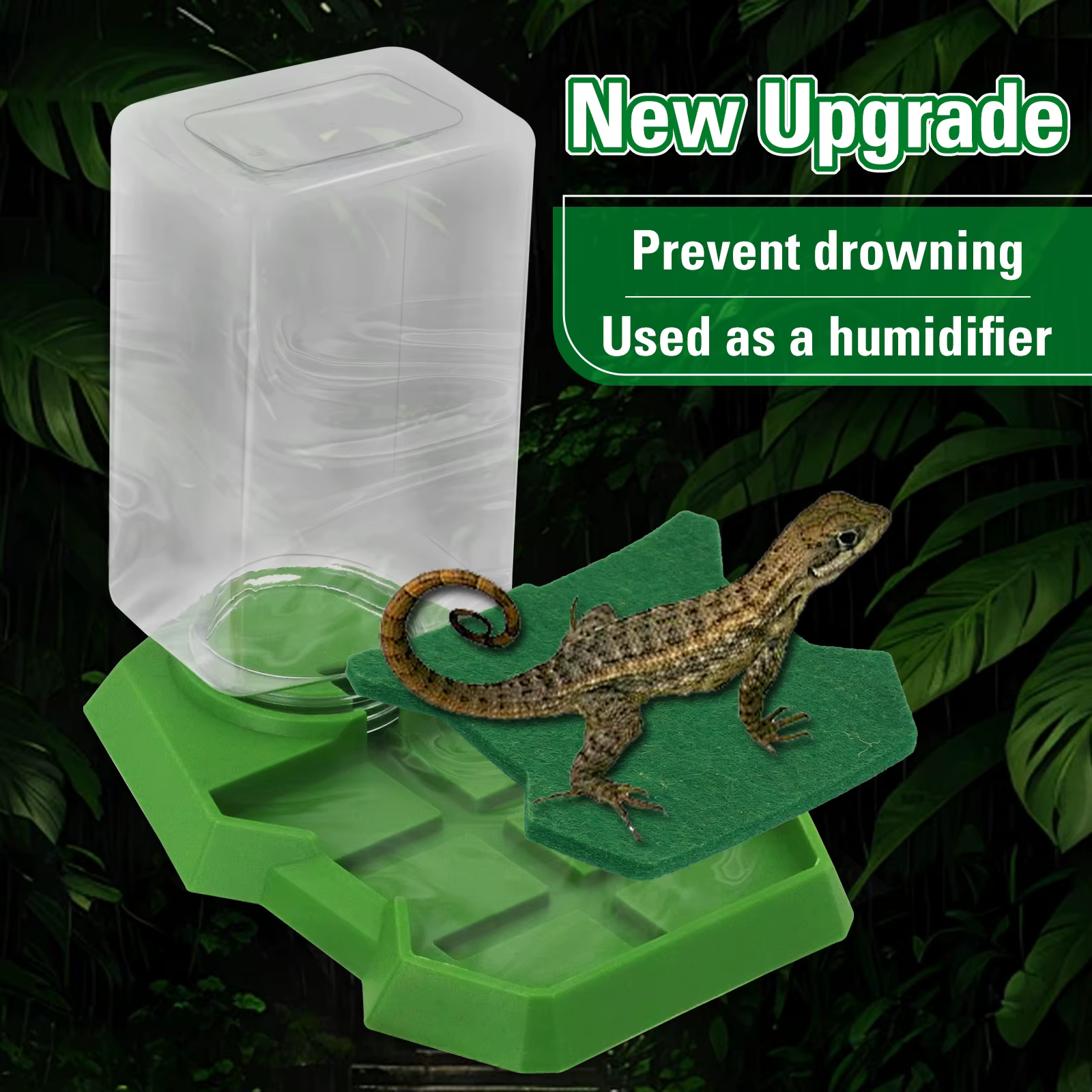 Reptile Automatic Water Drinker Feeder with Absorbent Cotton Drinking Bowl for Pet Lizard Terrariums and Habitats Drink Bottle — imagen 4