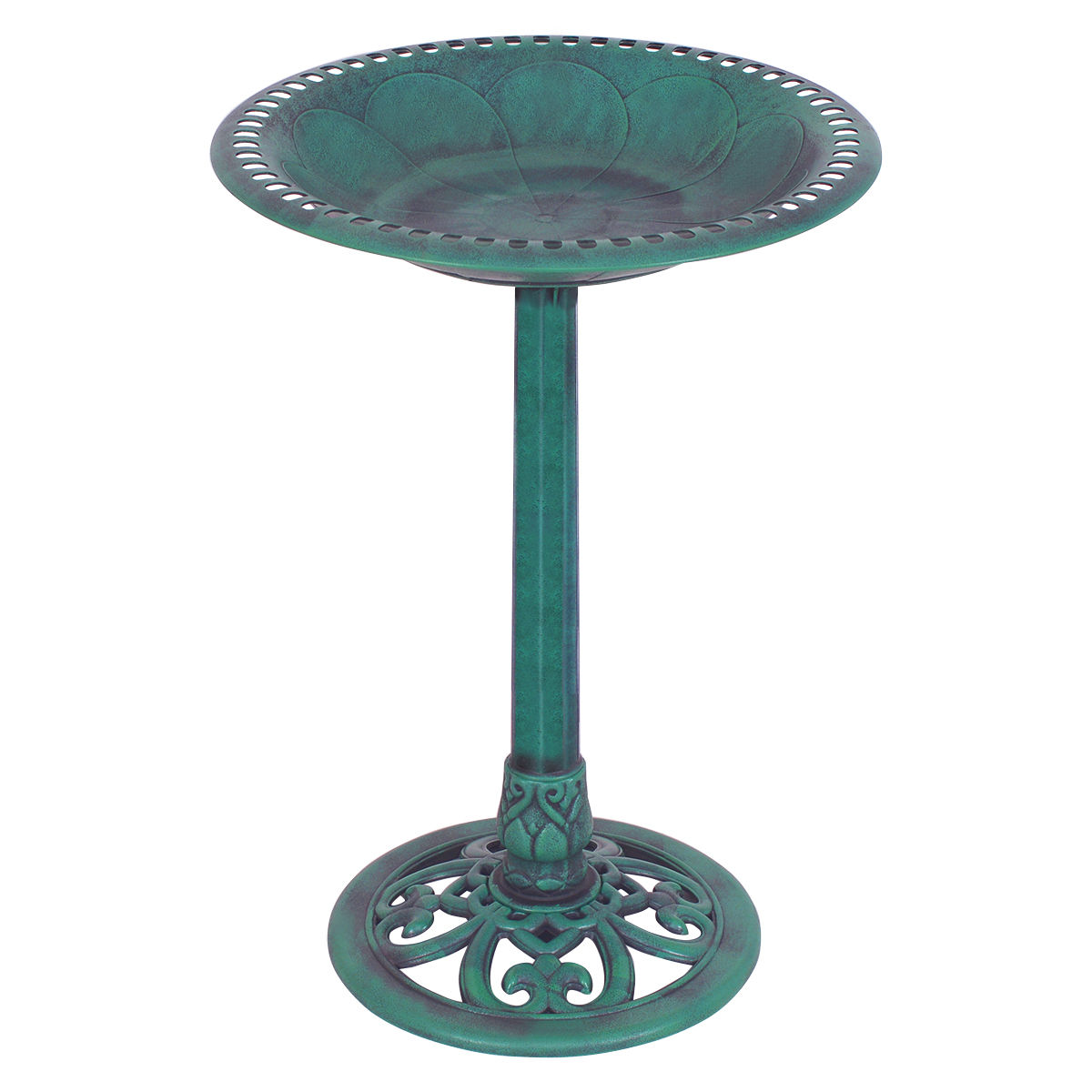 Outdoor Garden Green Pedestal Bird Bath Feeder — imagen 2