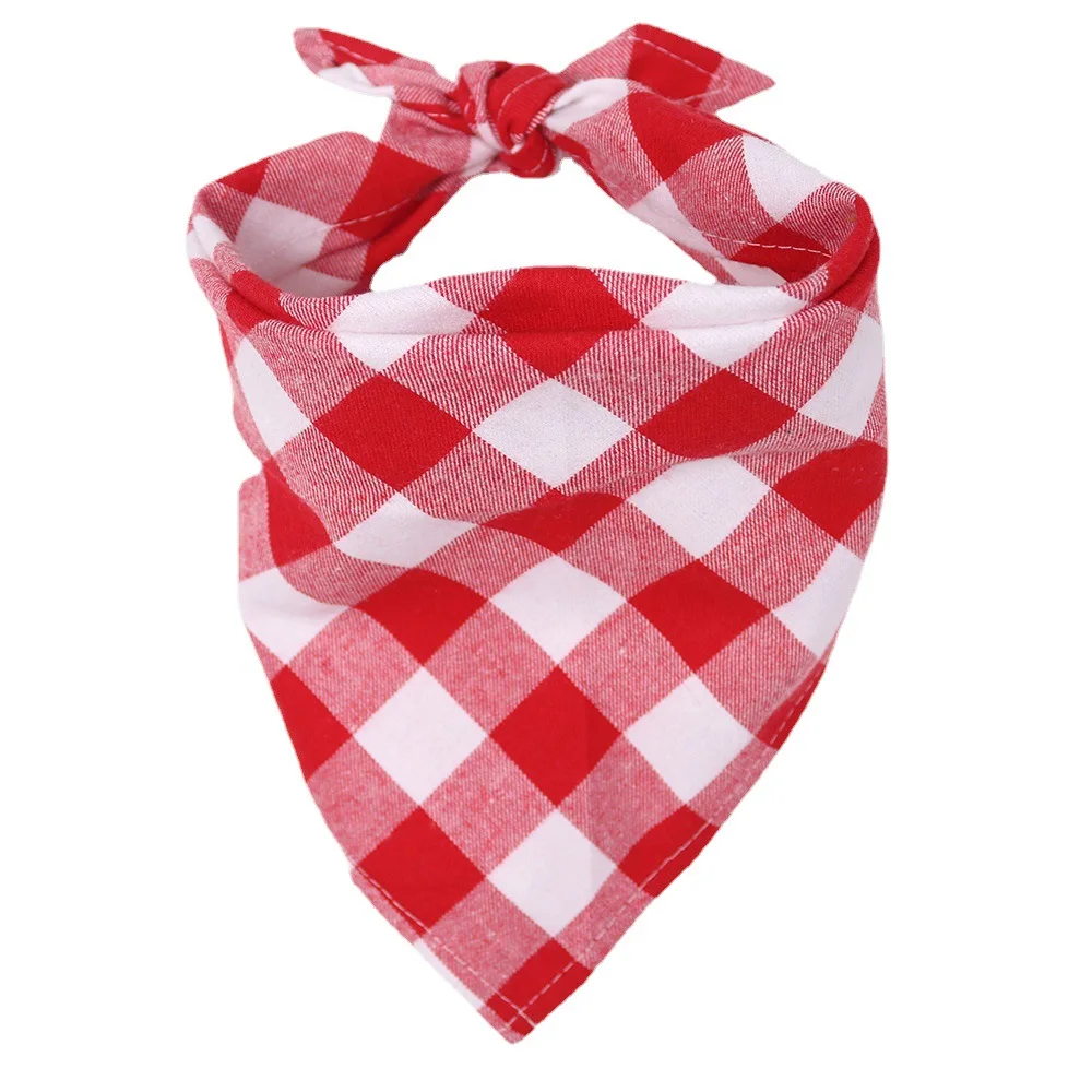 Bufandas para Perros Grandes Pañuelos de Coto para Mascotas Triangulares de Algodón con Estampados de Cuadra Lavables Accesorios para Caninos y Gatos — imagen 9