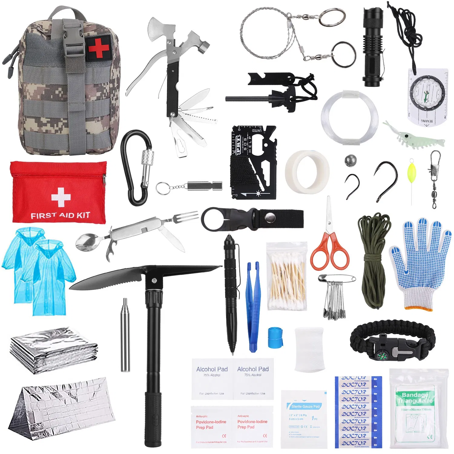 125Pcs Survival Kits Professional Emergency Survival Gear Tactical First Aid Kit Supplies for Outdoor Adventure Camping Hiking Hunting — image 1
