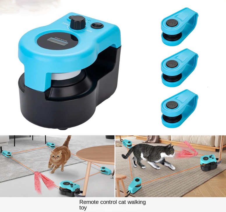 Interactive Remote Control Cat Toy with Feather, Electric Cat Wand for Indoor Play and Exercise Cat Running Machine for Weight Loss — image 1
