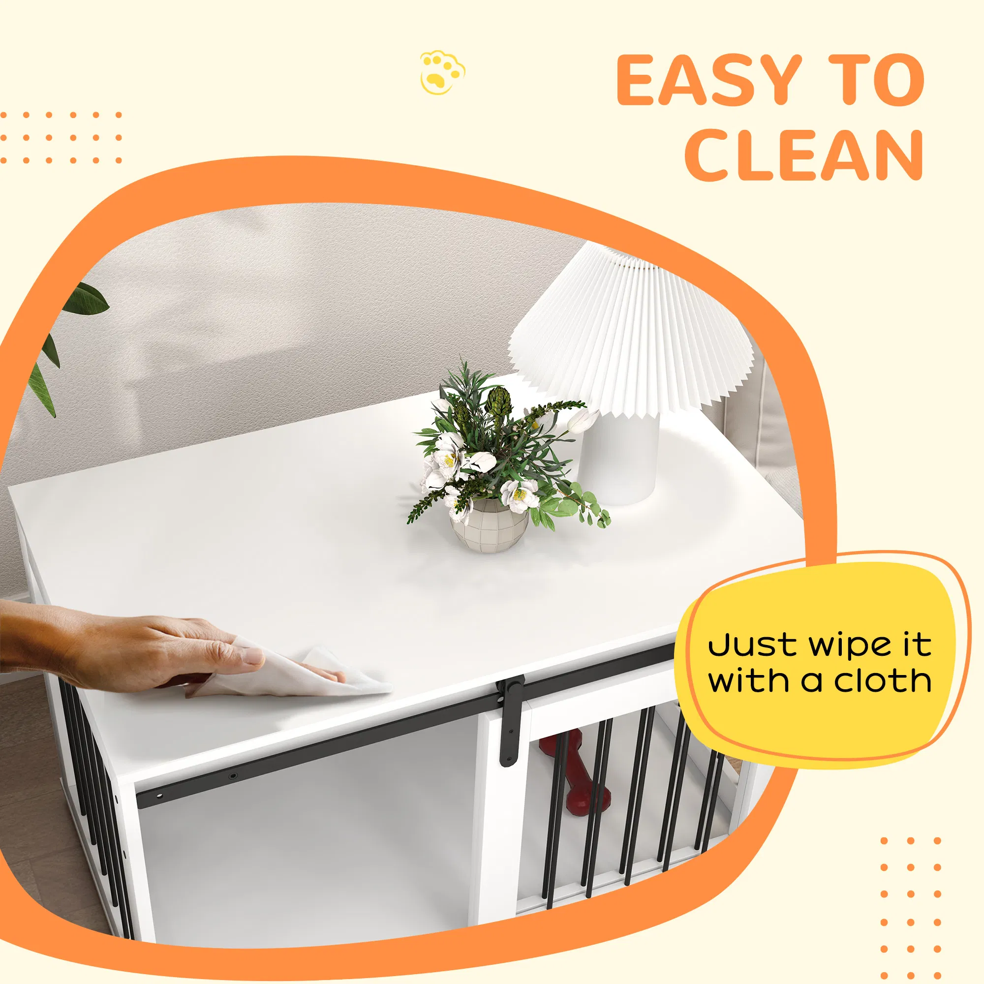 39" Dog Crate Furniture, Dog Crate End Side Table for Large Dogs, White — image 3