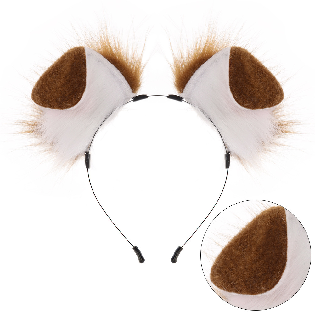 Handmade Plush Folded Ear Dog Headband Animal Ears Hair Accessory Cosplay Dog Ears Performance Tail Accessories — image 1