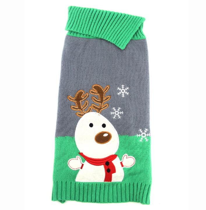 Xmas Striped Dog Sweater Pet Reindeer Knit Clothes Dogs Snowman Christmas Hoodies Costume — image 7
