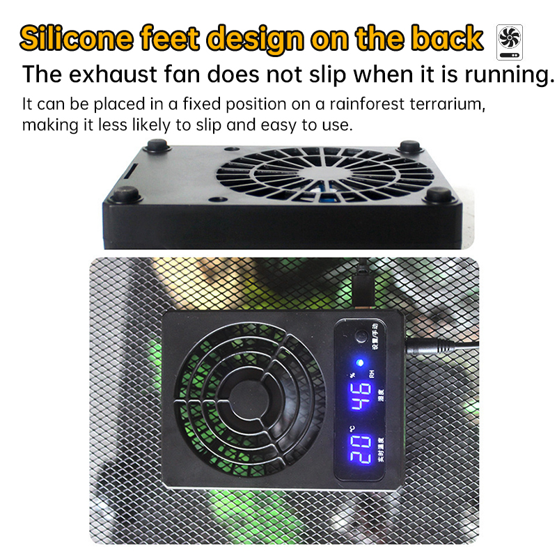Smart Reptile Cooling Fan with Thermo-Hygrostat & LED Display, Low Noise for Terrarium/Aquarium — image 7