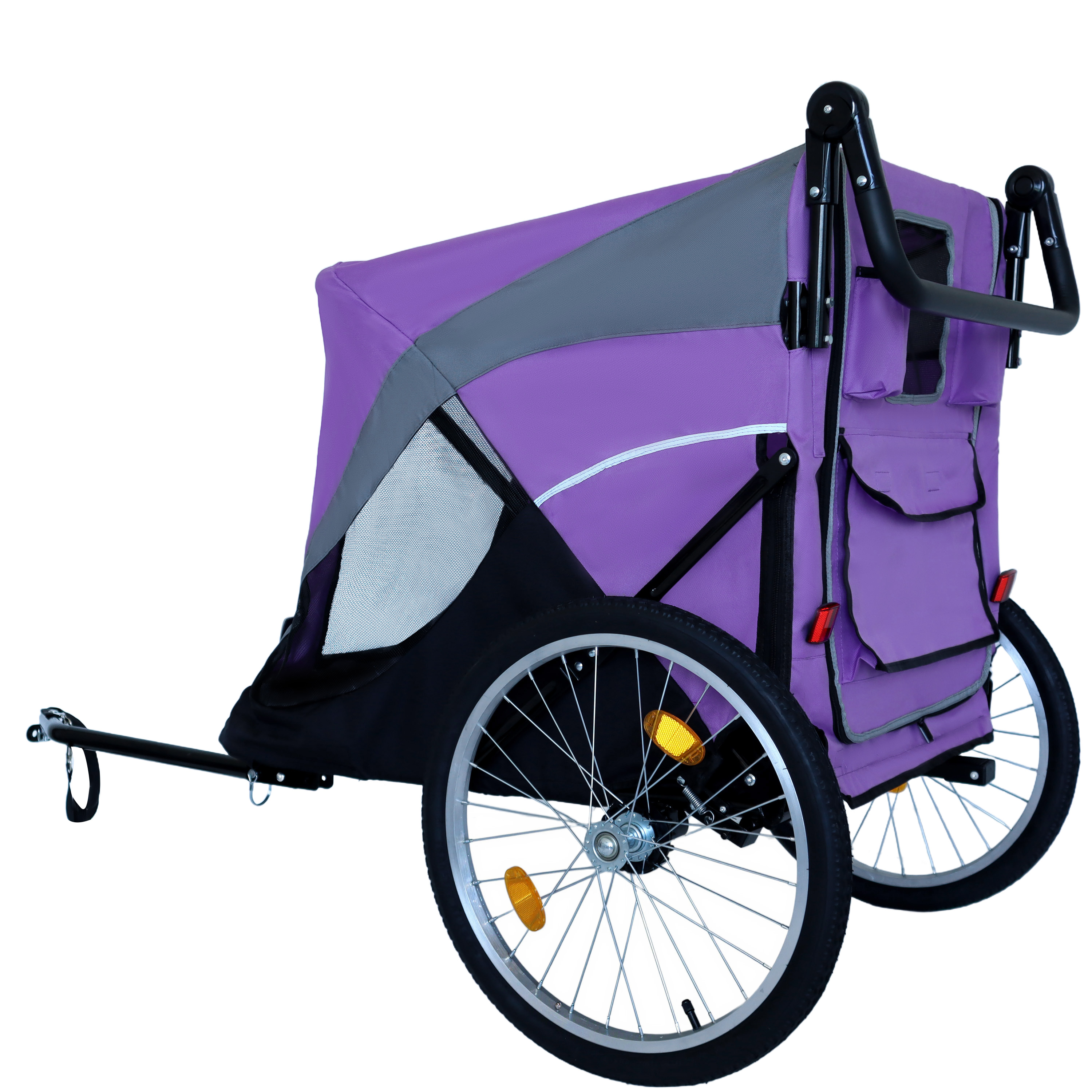 Remolque de Bicicleta y Carrito de Empuje 2 en 1 para Mascotas - Incluye Enganche de Bicicleta Desmontable y Mango de Empuje - Rueda de Liberación Rápida, Correa Interna, Doble Portavasos y Bolsa de Almacenamiento Inferior, Soporta Mascotas de Hasta 100 lbs — imagen 12