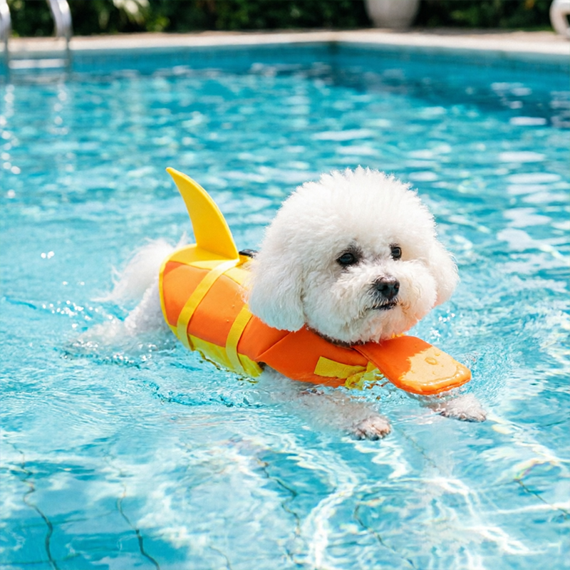 Dog Life Jacket Adjustable Pet Swim Vest – Flotation Safety Rescue Vest for Pool, Surf & Water, with Grab Handle (Tail Design) — image 3