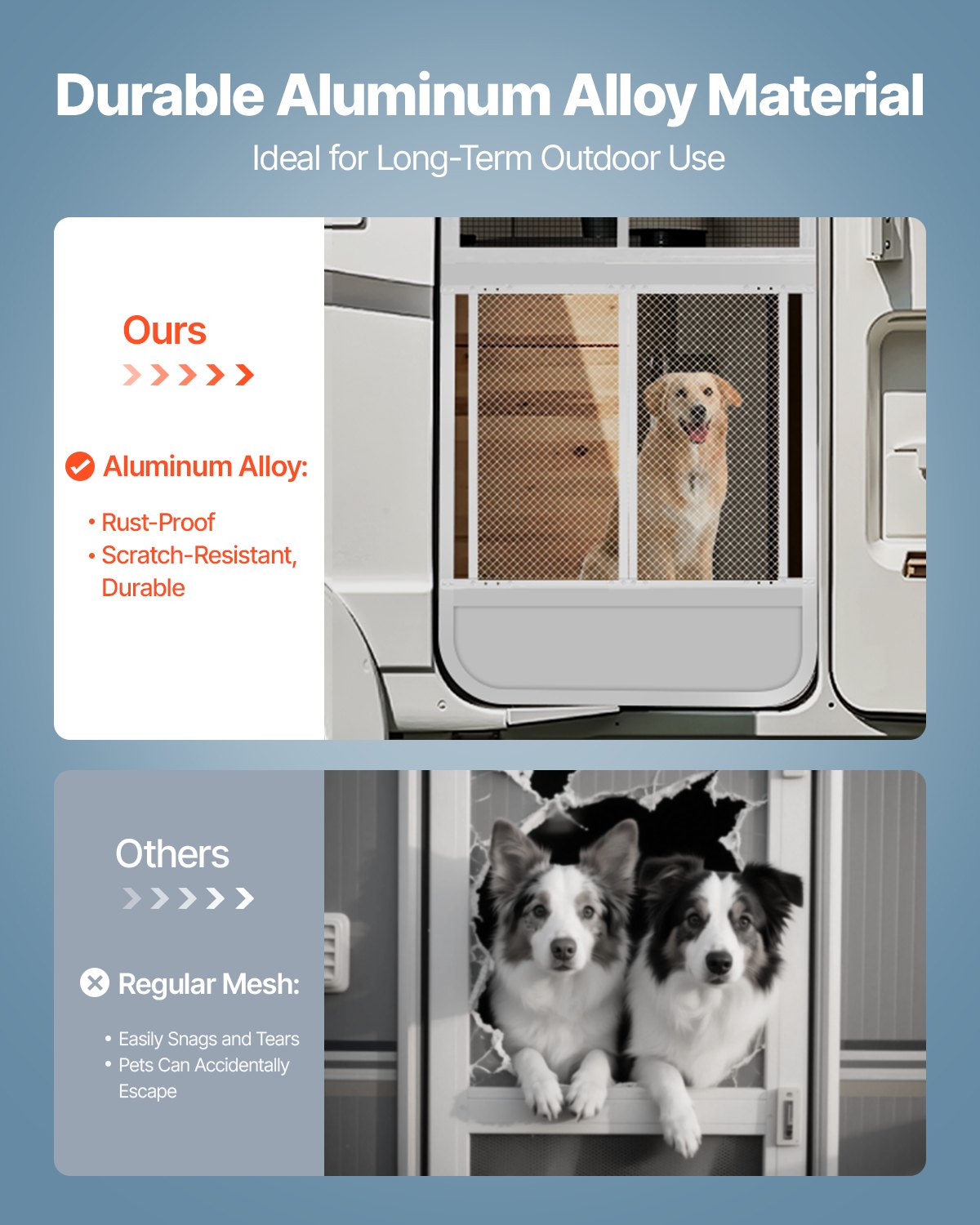 Protector de Puerta de RV con Malla, 24 x 26 Pulgadas, Fácil de Instalar y Desmontar, Malla Respirable Reforzada, Aliado de Aluminio para Protección de Mascotas en Camper — imagen 4
