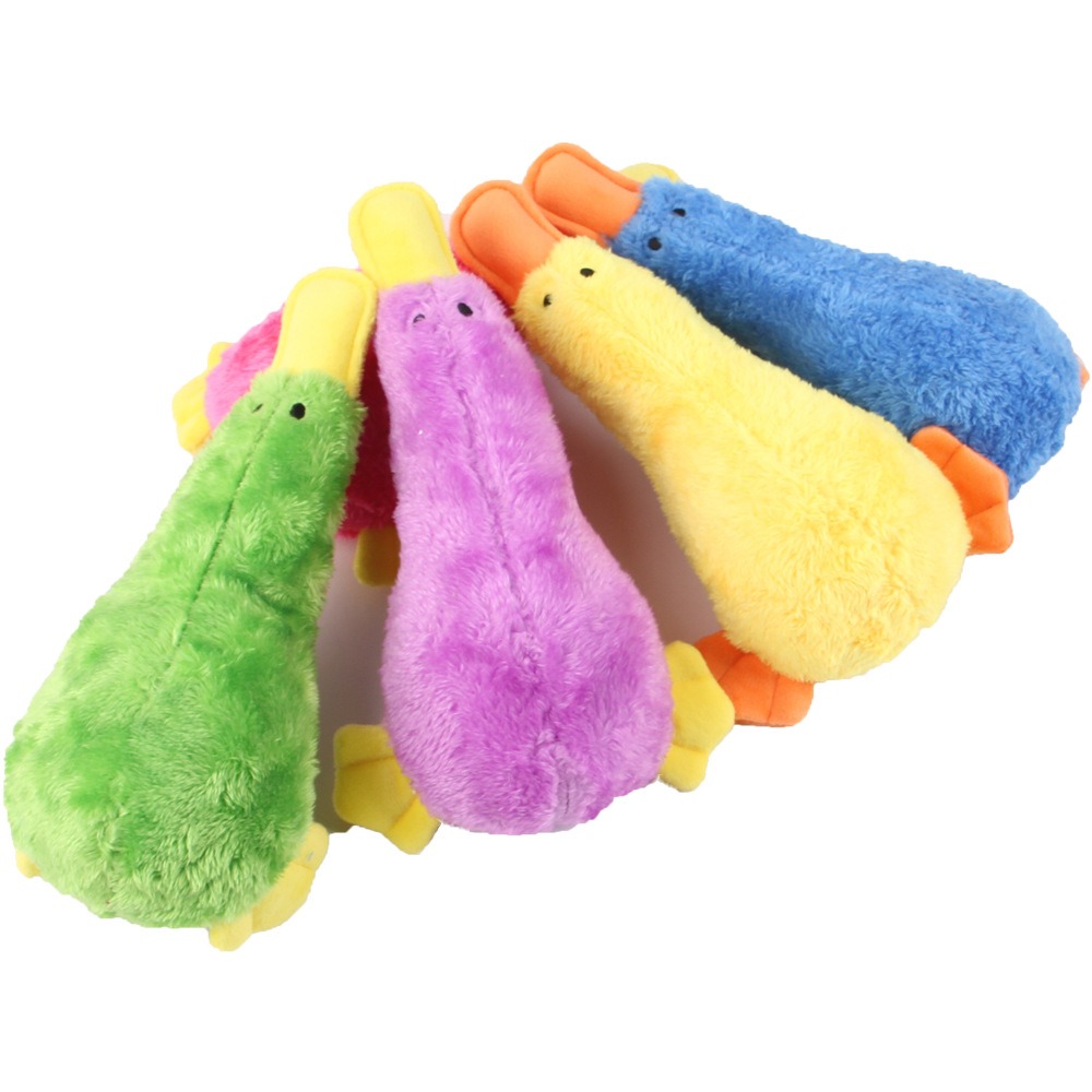 Juguetes de peluche con sonido para mascotas - Perro muerde a pato con alas de cartón — imagen 9