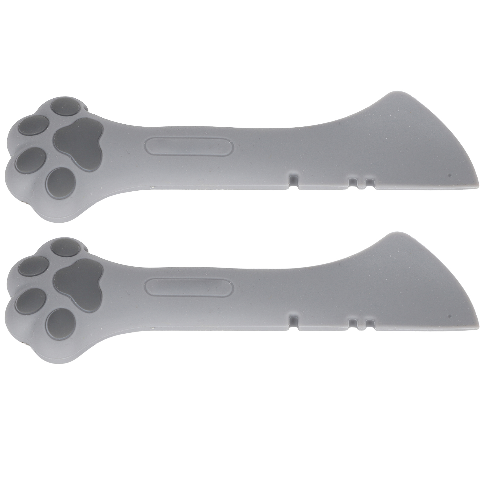 2 abrelatas multifunción con forma de pata de gato, cuchara para comida, de silicona, liviano y lavable, para gatos, gris