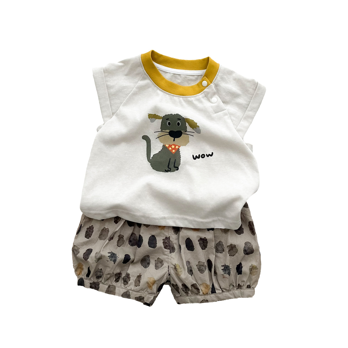 Camiseta de Manga Corta con Estampado de Perro para Bebé, Diseño Estampado Completo, Shorts Cómodos — imagen 1