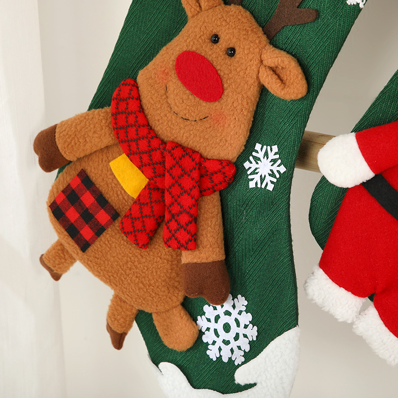 Christmas Day Decoration Cartoon Old Man Elk Snowman Window Decoration Cute Home Christmas Style Gift Bag Hanging Socks — image 3