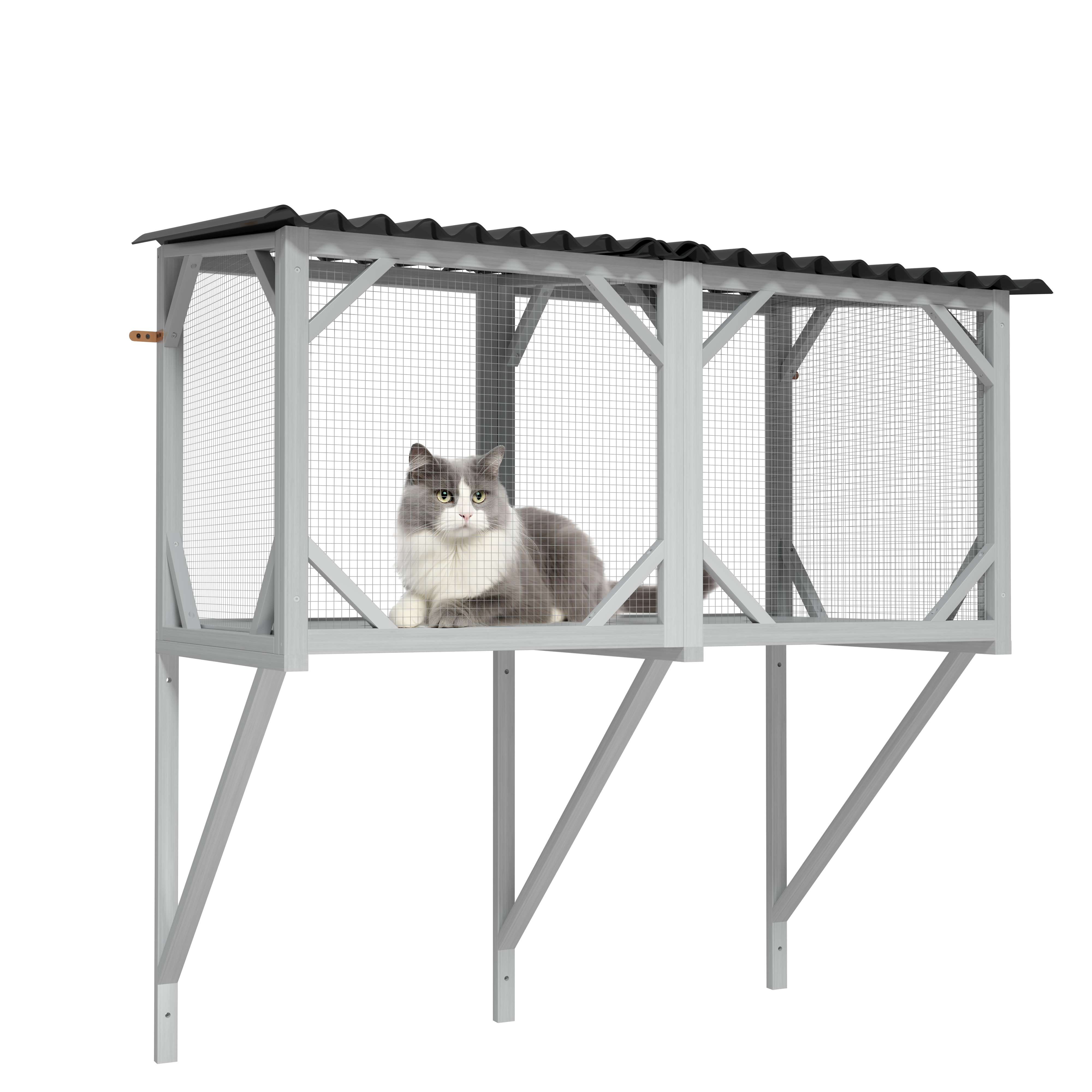 Catio para Gatos Grandes, Percha de Ventana en Madera para Gatos Indómitos - Para Tumbarte, Dormir y Disfrutar del Exterior desde la Seguridad de tu Hogar — imagen 2