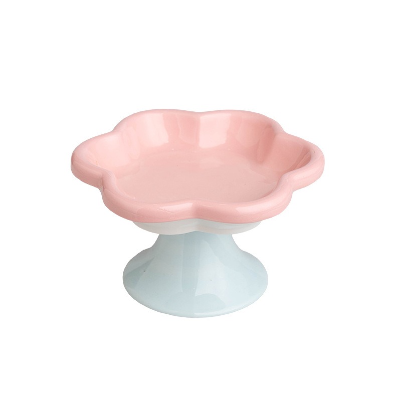 Creative Flower Ceramic Cat Bowl Cartoon Cat Bowl Anti Overturning Pet Cat Food Bowl Water Wrist Snack Plate Cat Can Plate — image 1