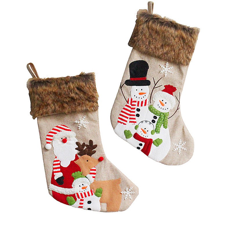 Plush Christmas Socks for Santa Claus Snowman Elk Candy Bag Christmas Tree Gift Pendant Gift Socks — image 2