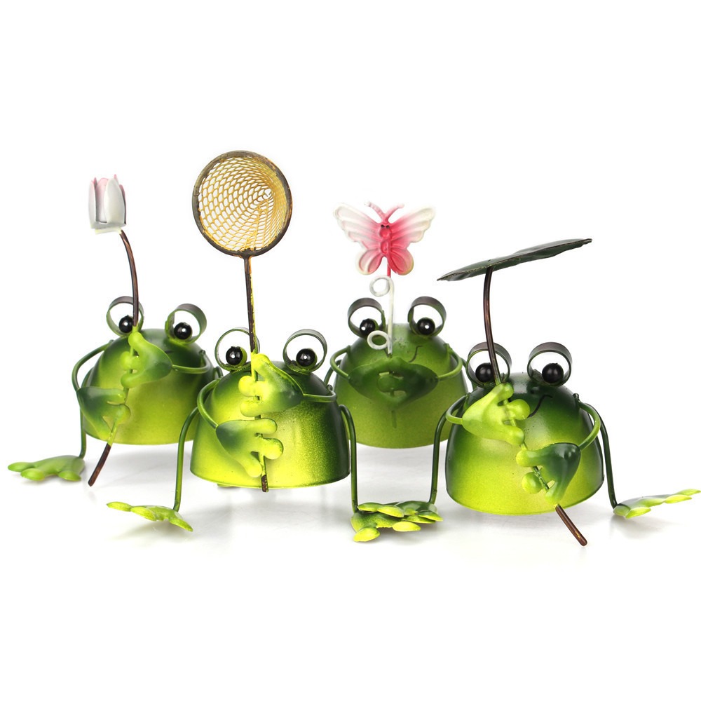 4 sets of cute frog iron ornaments and metal crafts — imagen 5