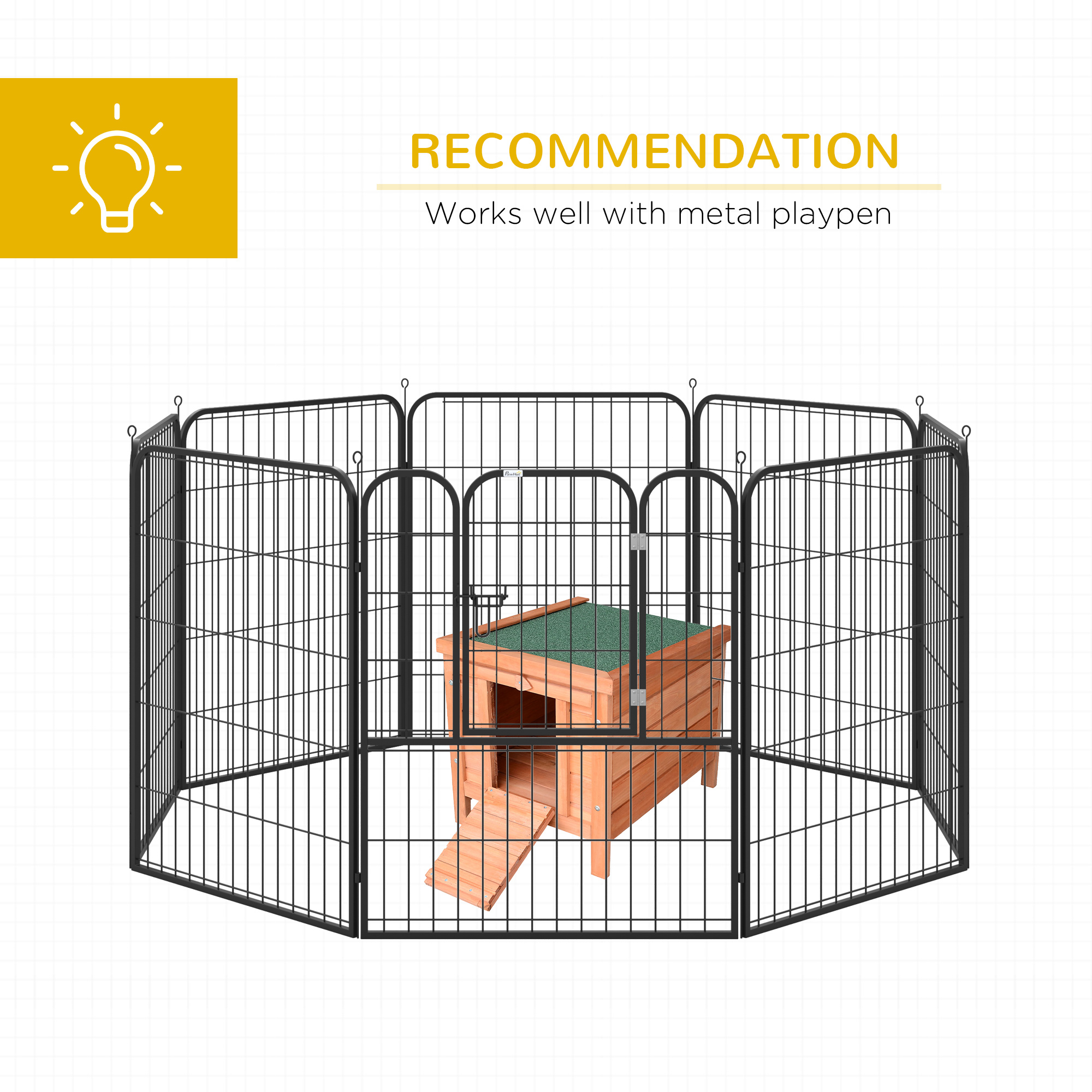 Small Wooden Rabbit Hutch Bunny Cage Guinea Pig Cage Duck House Dog House with Openable & Waterproof Roof, for Rabbits, Chickens, Ducks, Natural — imagen 4