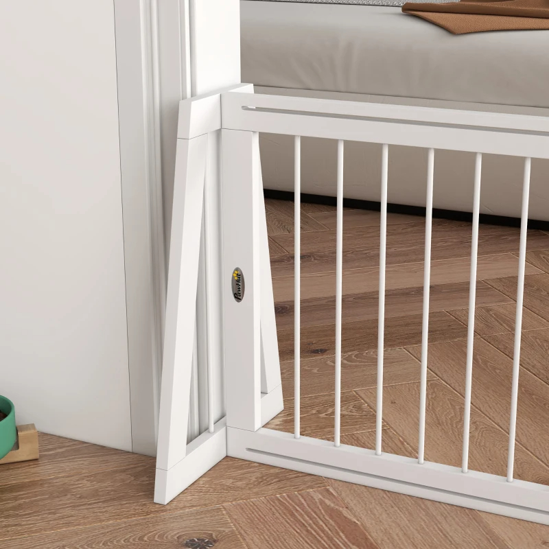 Reestanding Wooden Pet Gate With Support Feet & Non-Slip Mats For Indoor, Stairway, Doorway, White — imagen 5