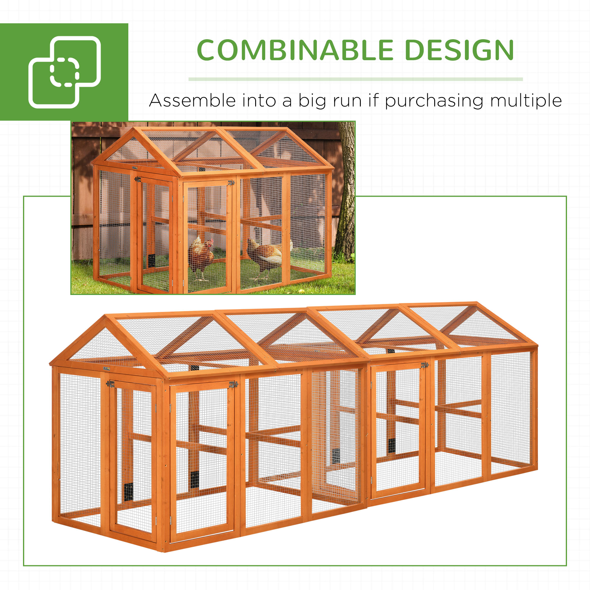 Casa de Pollos en Madera, Diseño Combinable con Perchas, 4.6 x 2.8, Naranja — imagen 4