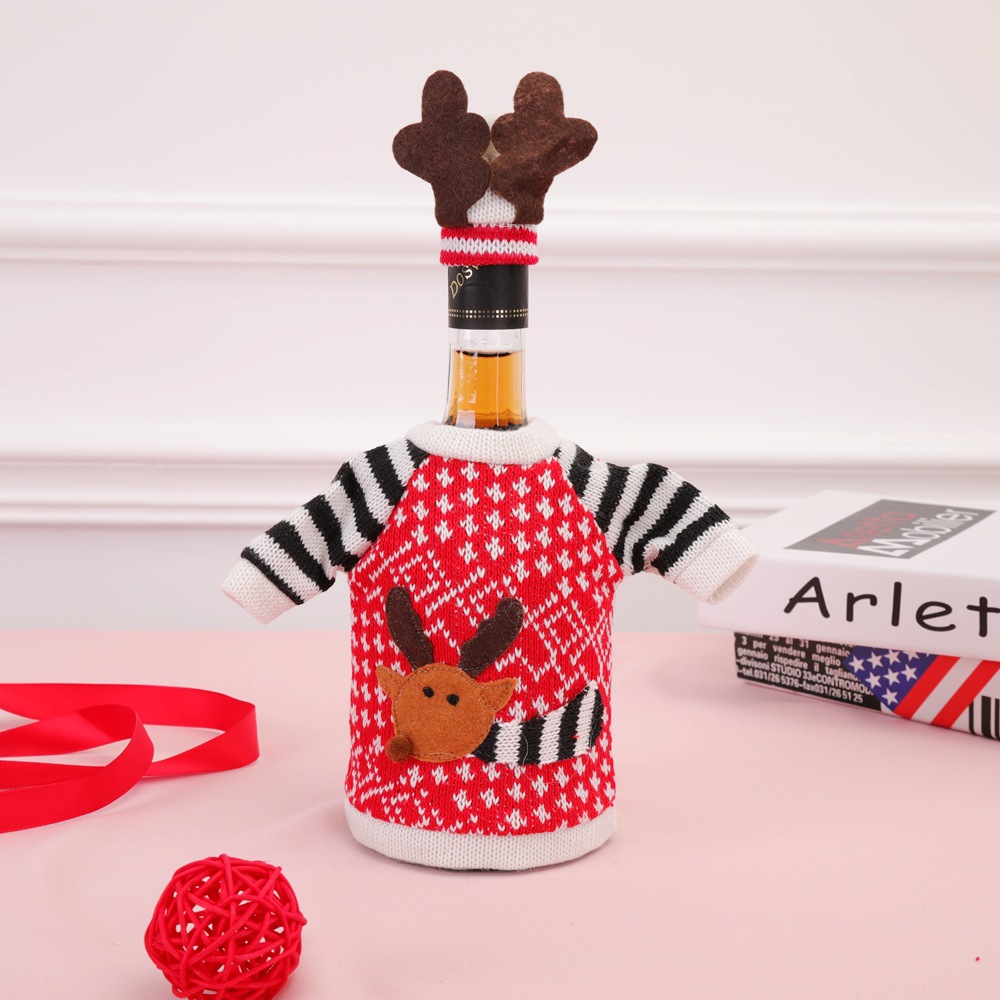 Conjunto de Botellas de Vino Tinto Rojo y Champán para Navidad — imagen 1
