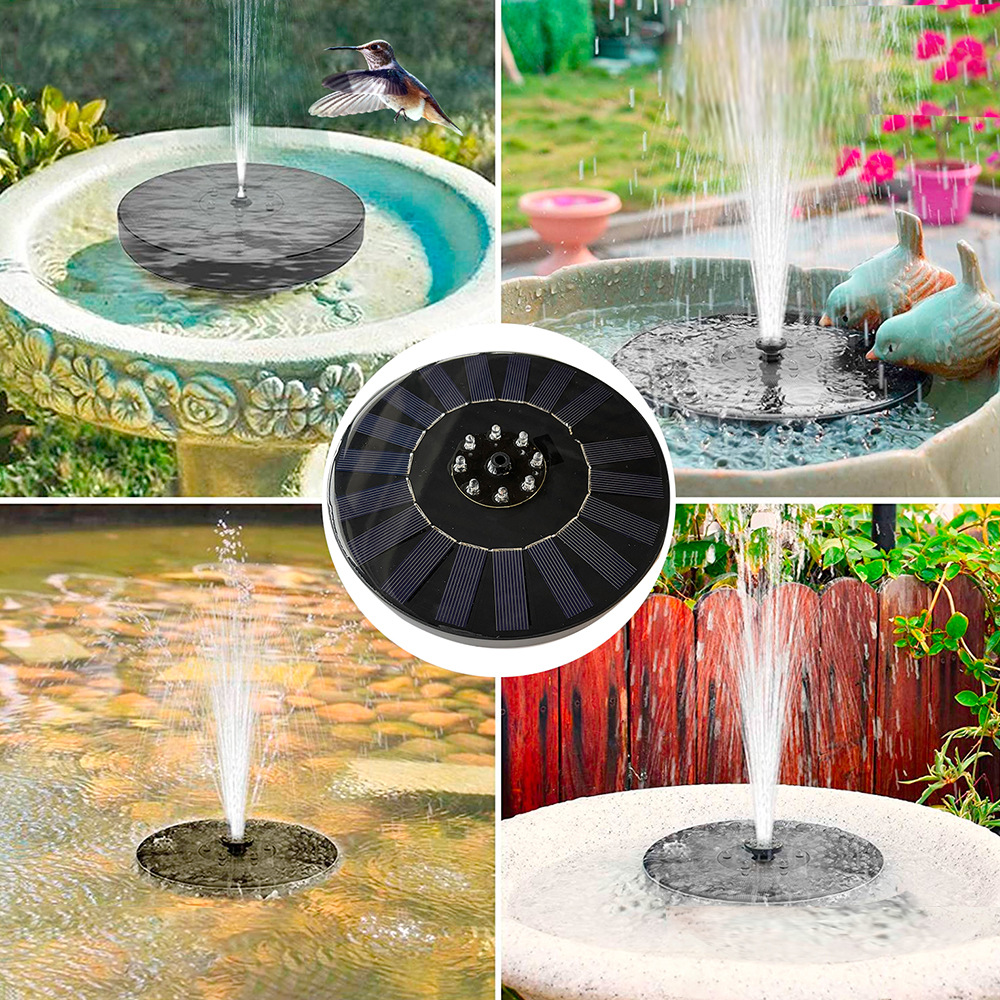 Solar Fountain Outdoor Pool Flowing Water Floating Fountain Power Storage Fountain with Lights Bird Bath Fountain Garden Decoration — image 3