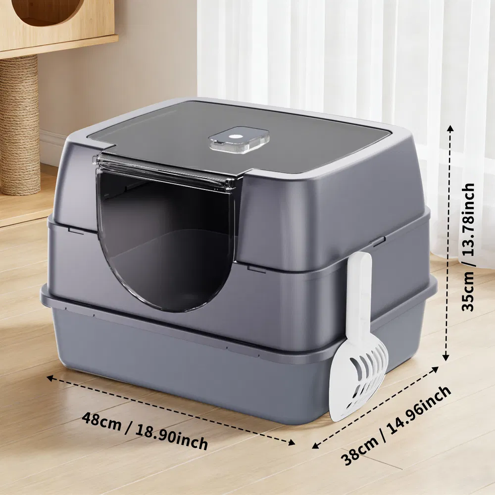 Caja de Arena Galaxia Encerrada Gris para Gatos: Impermeable y Antiarena, Estable y Duradera para Familias de Mascotas en Todo el Mundo — imagen 4