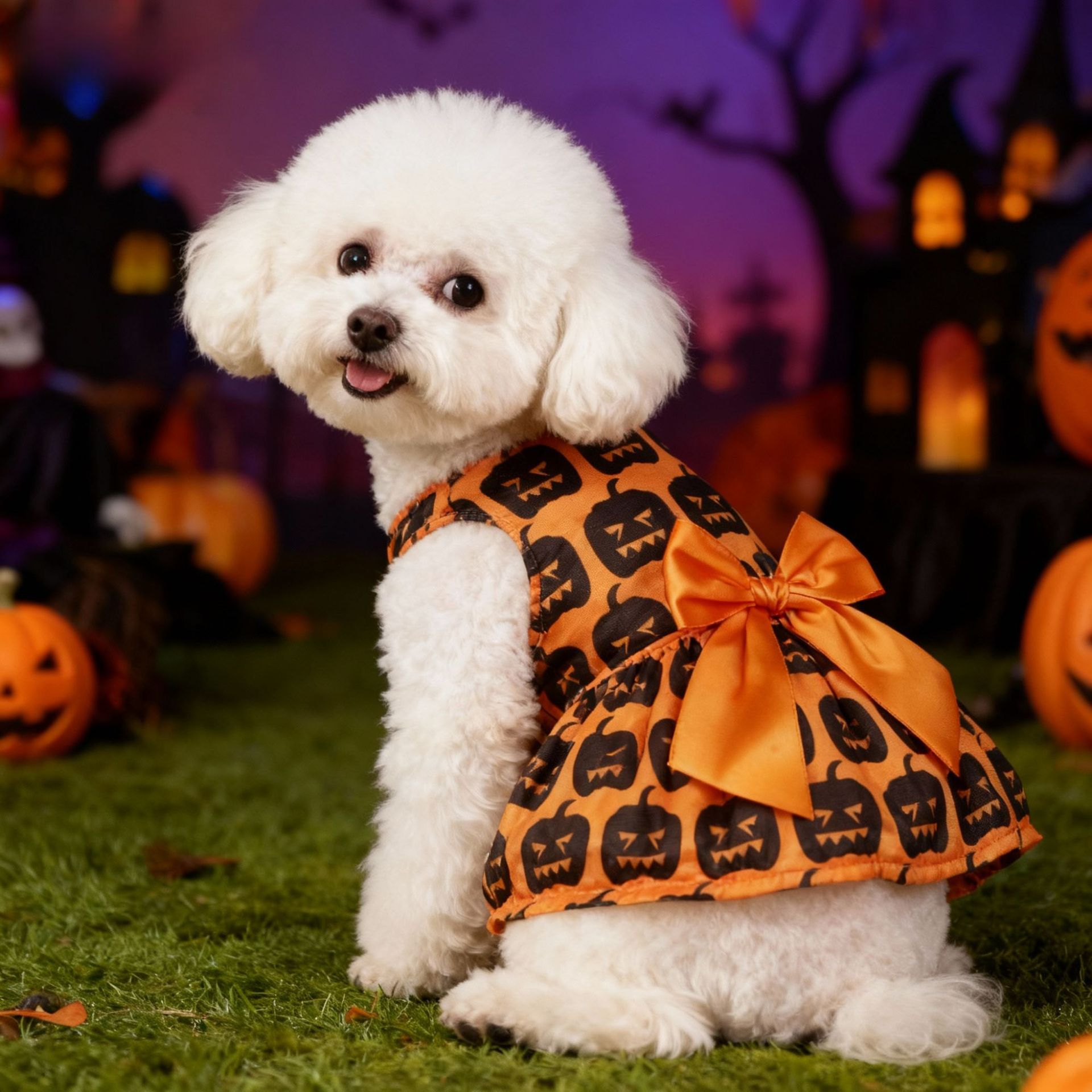 Pet Halloween Costume Dog Clothes Pumpkin Dress Bat Dress Festival Bat Outfit for Dogs — image 1