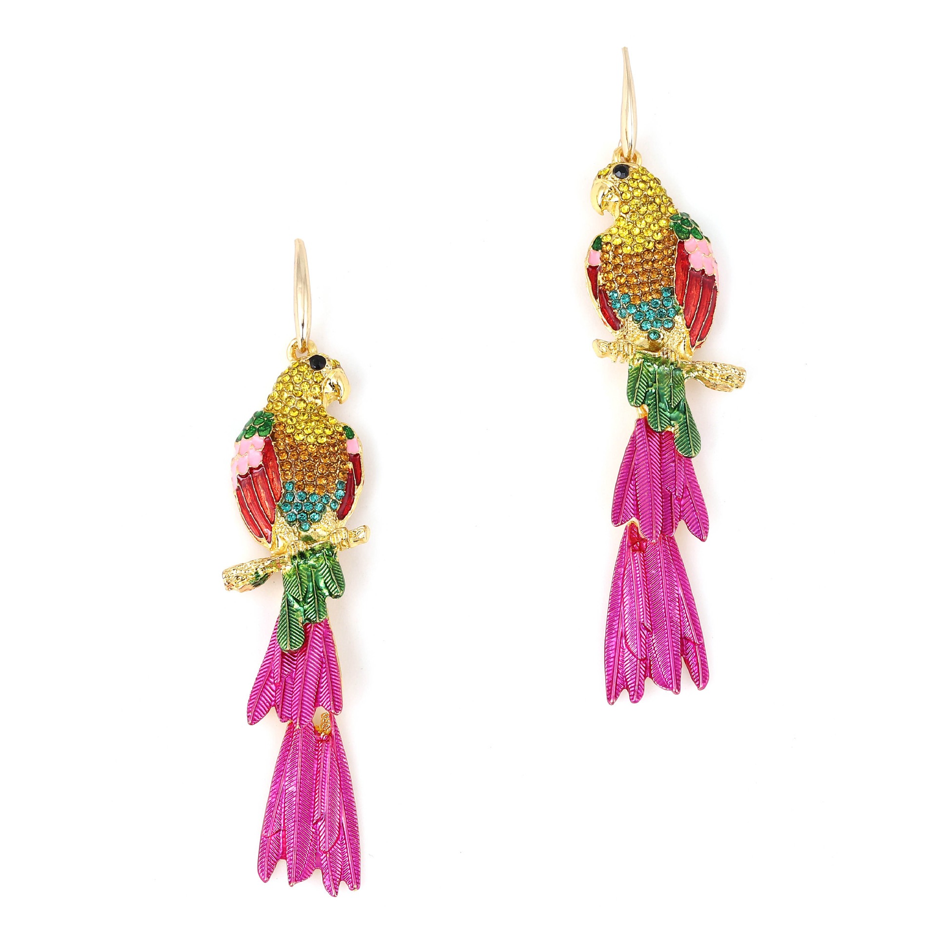Pendientes de diamante tipo gota de aceite de loro de aleación, pendientes de animales, personalizados y de moda — imagen 6