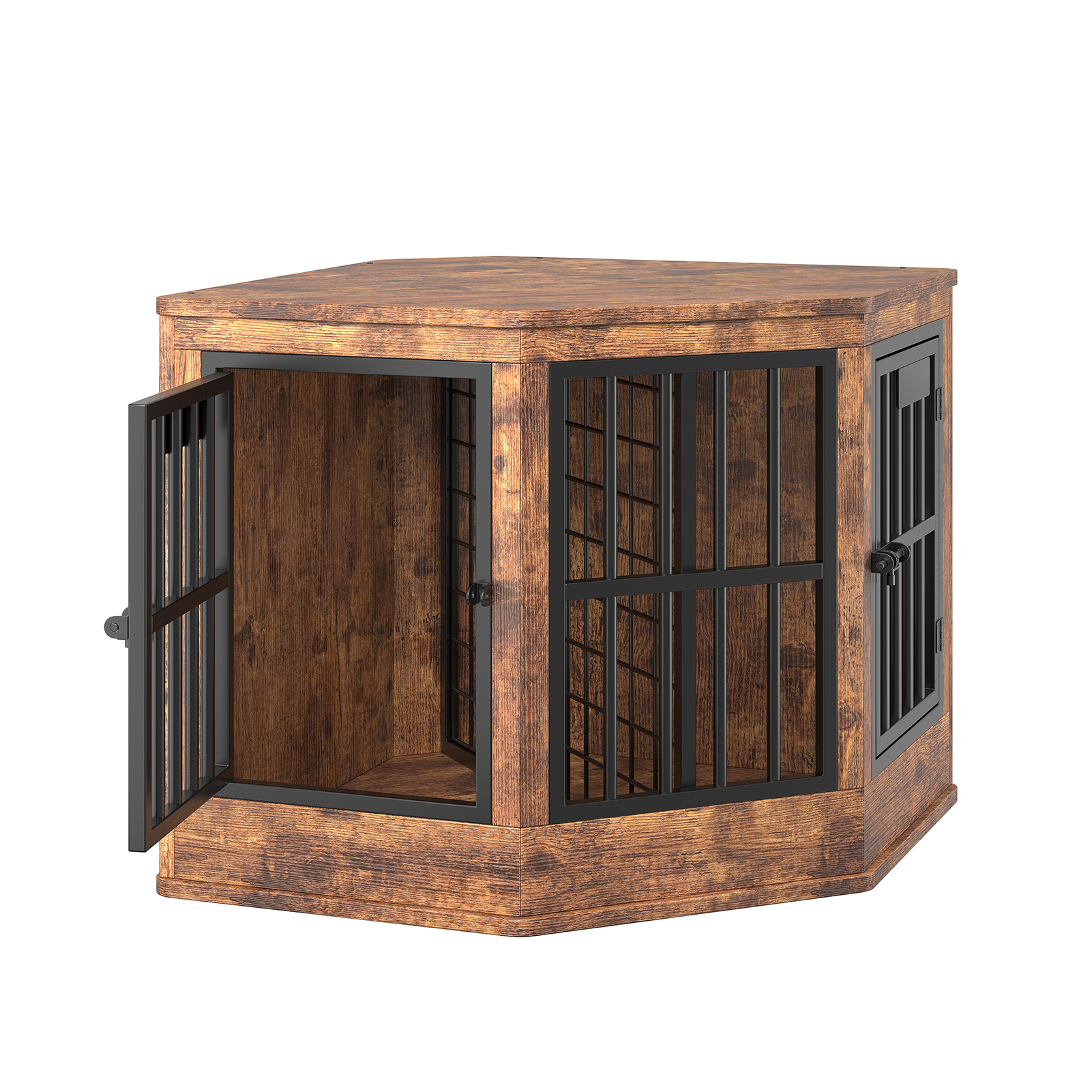 Corner Dog Crate Furniture Modern Indoor Dog Cage Decorative Pet House TV Stand For Medium And Large Sized Dogs Brown — image 4