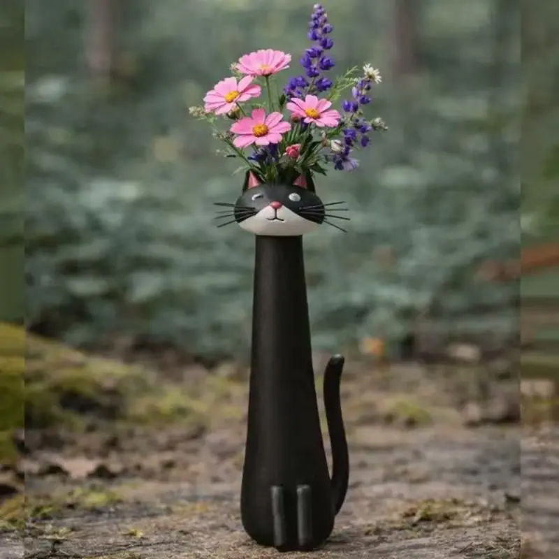 Vaso de Gato Creativo - Portador de Flores Secas para Escritorio, Accesorio Decorativo para Hogar/Oficina, Universal para Ramilletes Pequeños — imagen 5