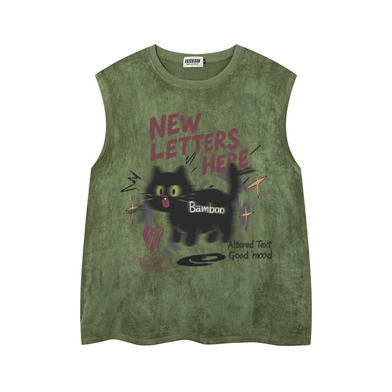 Shocking Black Cat Printed Tank Top — image 2