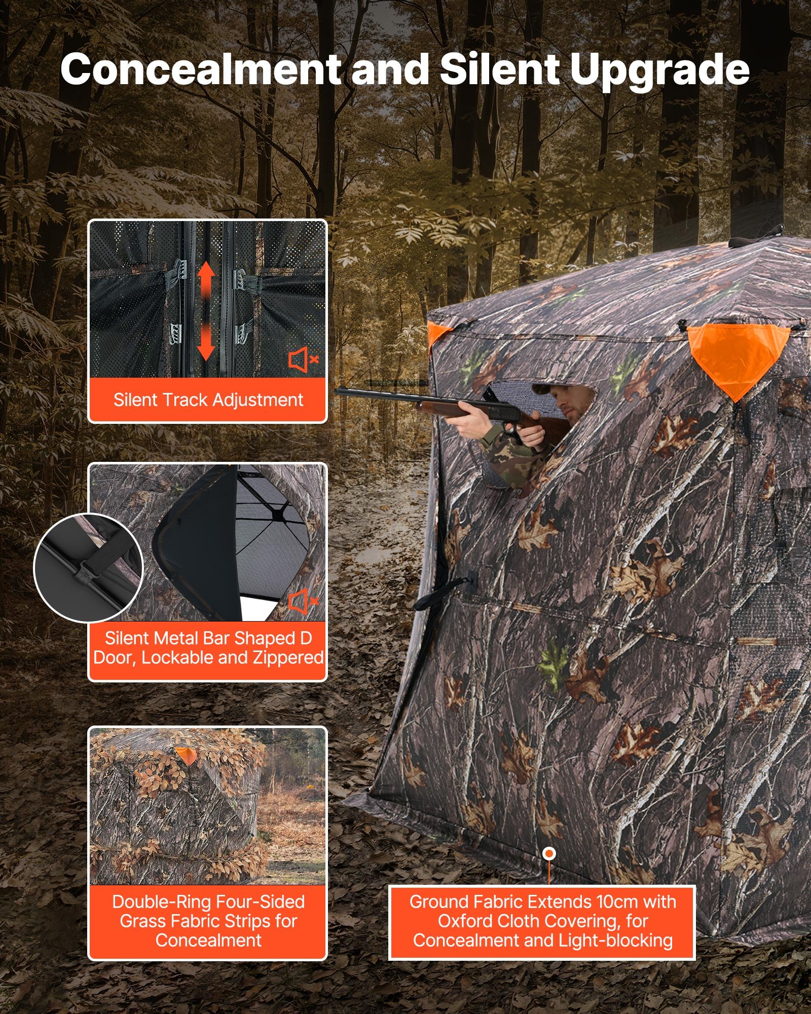 Hunting Blind, 270° See Through Ground Blind, 4-5 Person Pop Up Deer Blind For Hunting With Carrying Bag, Portable Resilient Hunting Tent, One-Way See-Through Mesh For Turkey And Deer Hunting — imagen 5
