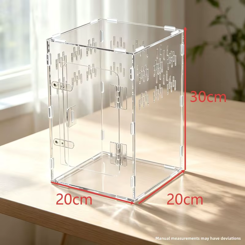Terrario de Acrílico Transparente para Reptiles - Jaula Alta Ventilada para Gecko Crested, Rana Arbórea, Araña Saltarina, Hábitat para Mascotas Pequeñas — imagen 6