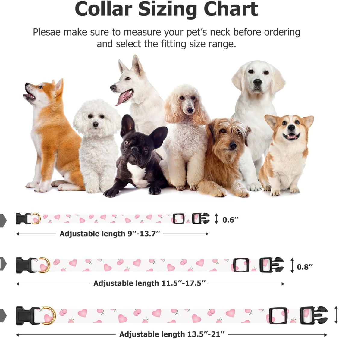 Collar de Perro Rosa y Blanca Corazón con Pendiente - Corte Único para Perros Adorables — imagen 3