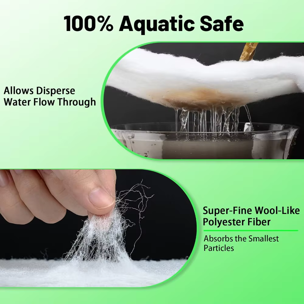 Guata Filtrante para Acuario de 1'' de Grosor, 12" x 68", Fibra de Poliéster, Medio Filtrante para Peceras, Almohadilla Filtrante para Pulir el Agua, para Filtros de Sump, Canister y de Colgar (Hang On Back), Cortar a Medida — imagen 3
