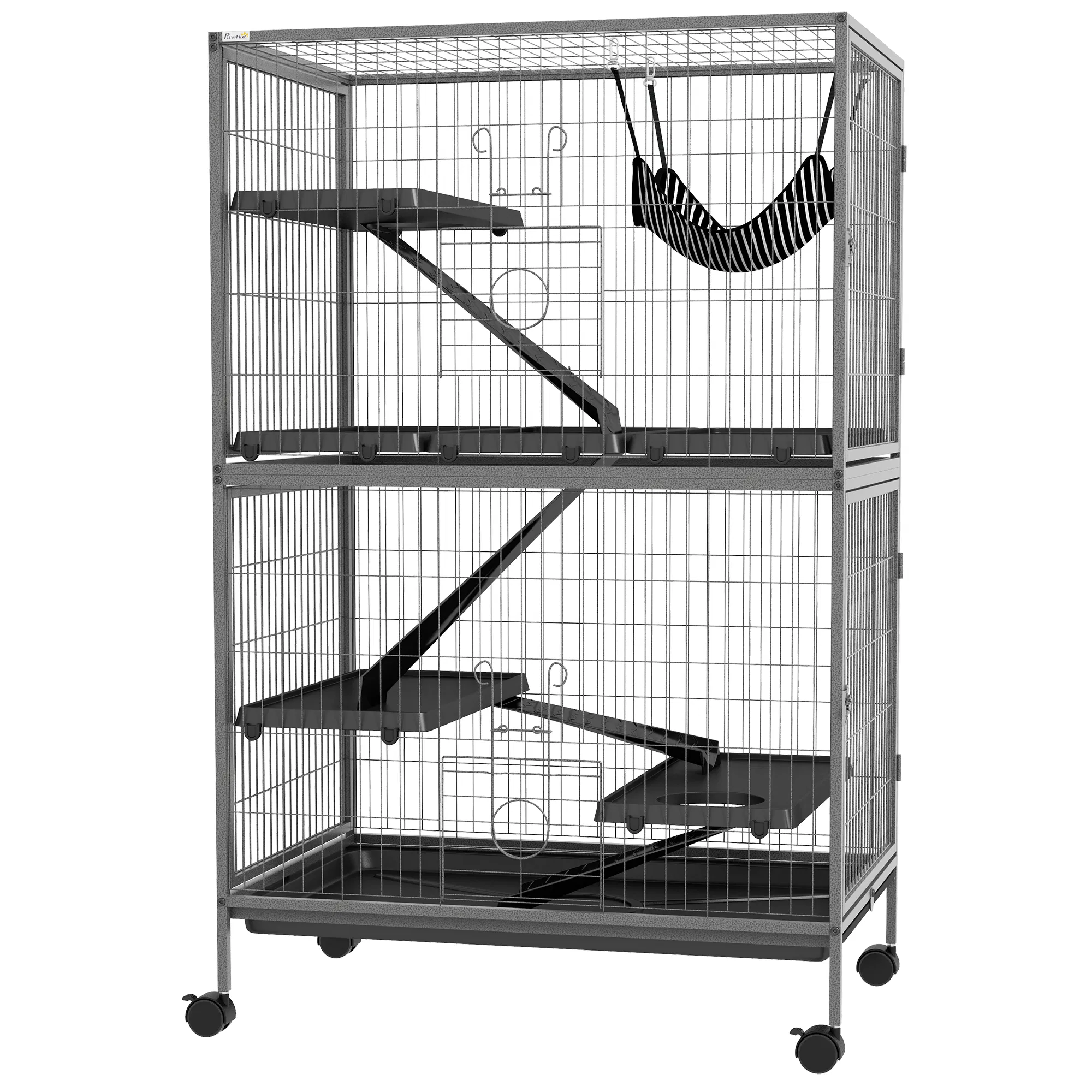 5-Tier Rolling Small Animal Cage, Deluxe Guinea Pig Cage, Ferret Cage for Mink Chinchilla Kitten Rabbit Grey — image 1