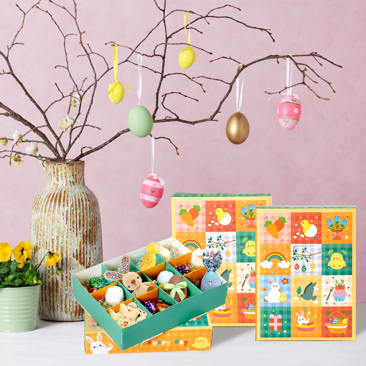 15 Piezas de Cajas de Dulces Tema Primavera: Decoraciones para Fiesta de Pascua Cumpleaños Navidad y Verano con Ositos Conejos Zanahorias y Pájaros — imagen 6