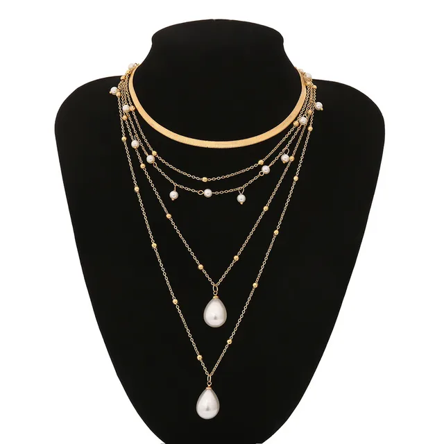 Gothic Imitation Pearl Tassel Choker Necklace Colar Statement Wedding Punk Lariat Snake Long Chain Necklace Women Jewelry — image 6