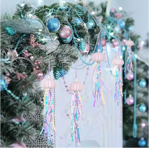 4 Piezas de Adornos Colgantes de Erizo de Mar para Árbol de Navidad, Manualidades Costeras de Erizo de Mar Natural con Cuerda — imagen 3