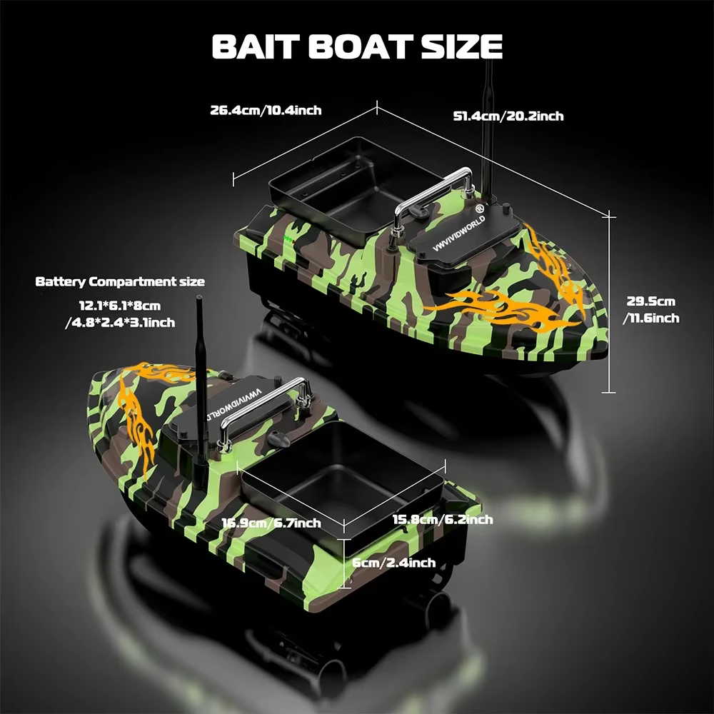 Barco de Pesca RC VWVIVIDWORLD, 2025, 2KG Cargado, Velocidad Fija, Impermeable, Alta Velocidad, 4 Luces Nocturnas — imagen 6