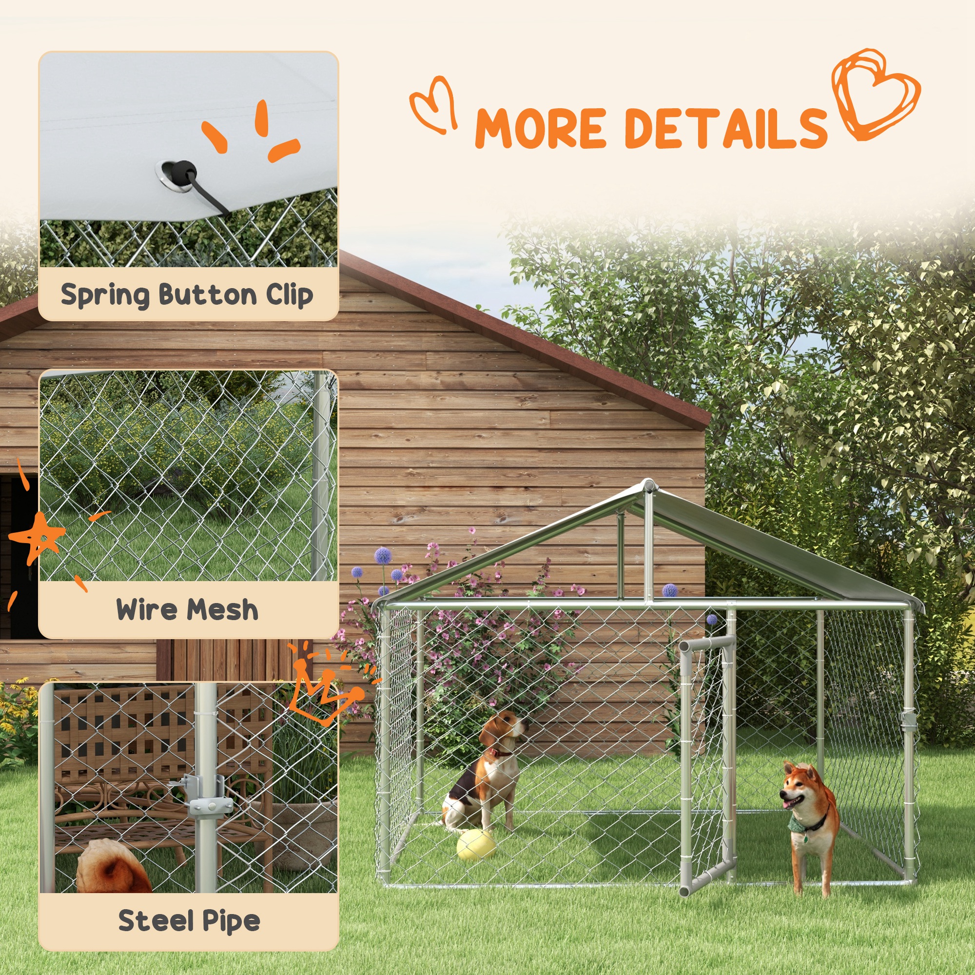 Casa para Perros al Aire Libre de 6.6x6.6x4.9 pies, Acabado en Plata con Techo Impermeable — imagen 6