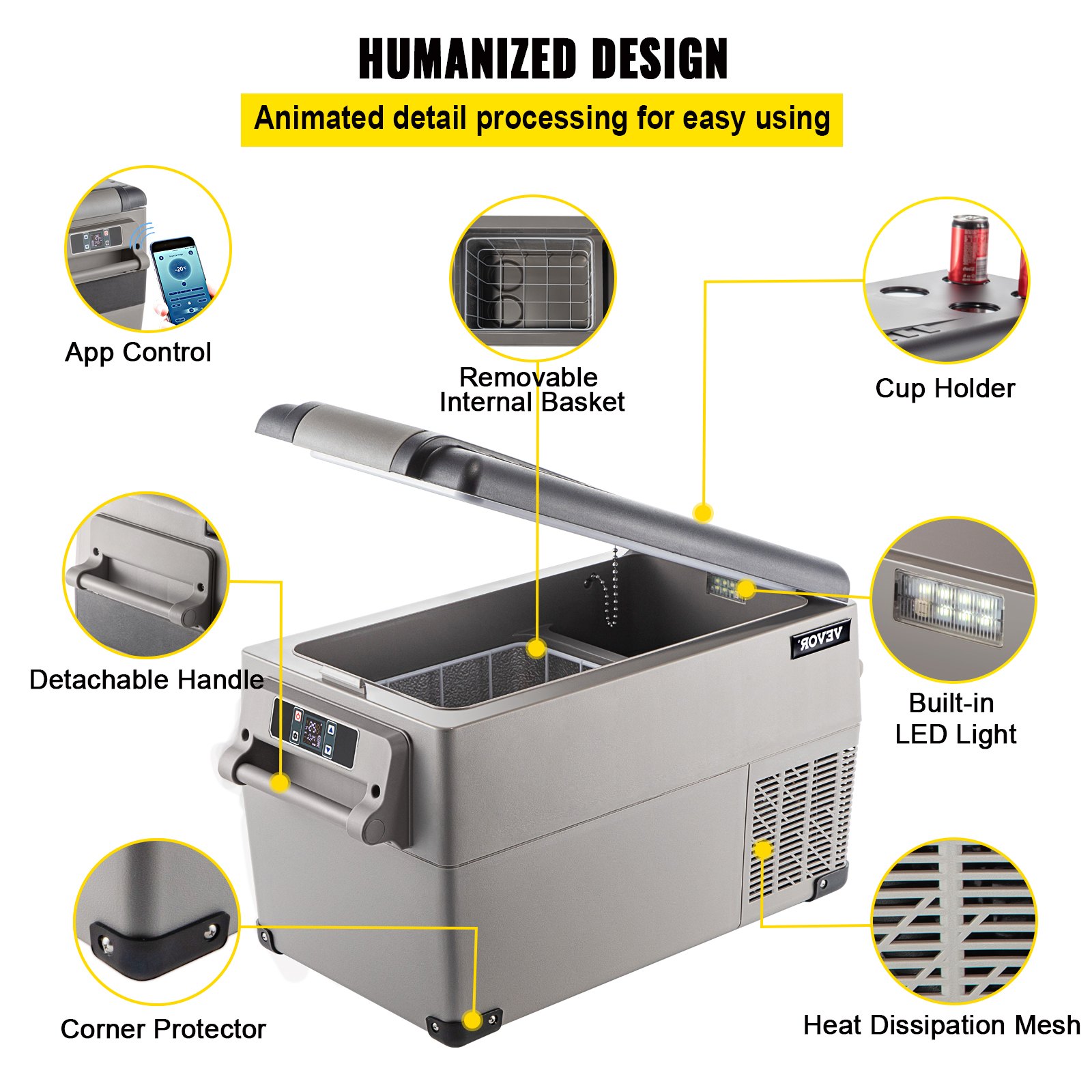 Portable Refrigerator 37 Quart(35 Liter), 12 Volt Refrigerator App Control(-4℉~68℉), Car Refrigerator Dual Zone With 12/24v DC & 110-240v AC For Camping, Travel, Fishing, Outdoor Or Home Use — image 2