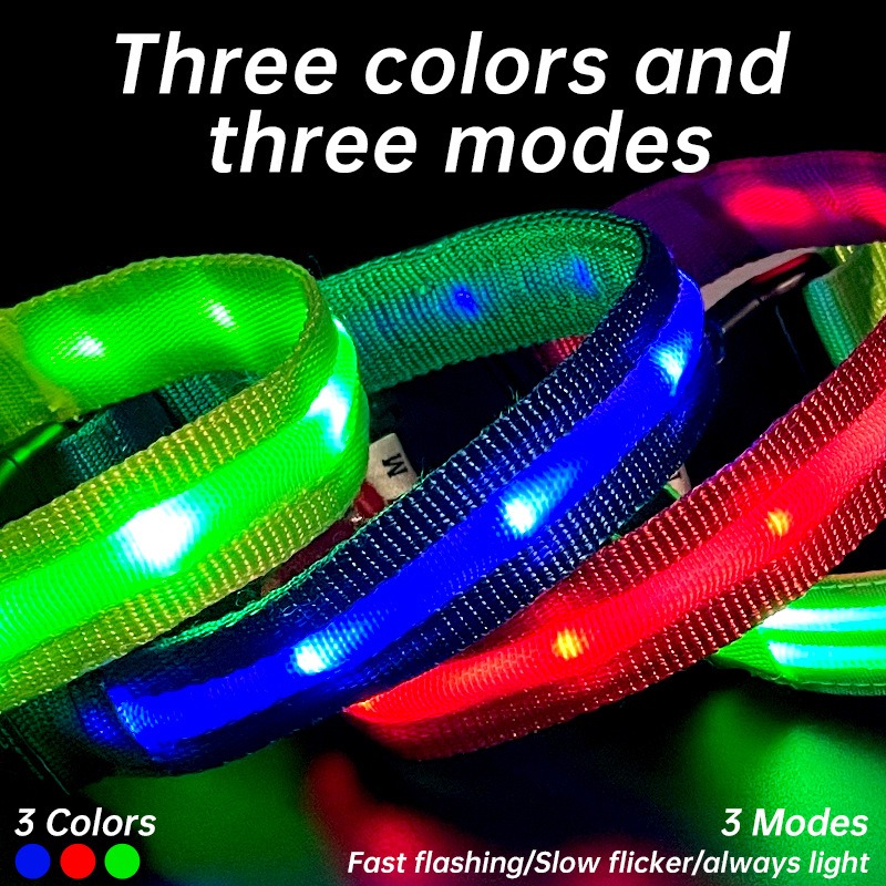 Collar LED Luminoso para Perros Impermeable Caminata Nocturna Cinturón de Luz USB Recargable — imagen 3