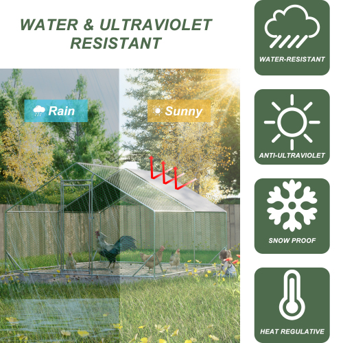 Large Metal Chicken Coop, Walk-in Chicken Run, Galvanized Wire Poultry Chicken Hen Pen Cage, Rabbits Duck Cages With Waterproof And Anti-Ultraviolet Cover For Outside 10 L X 13 W X 6.56 H — imagen 4
