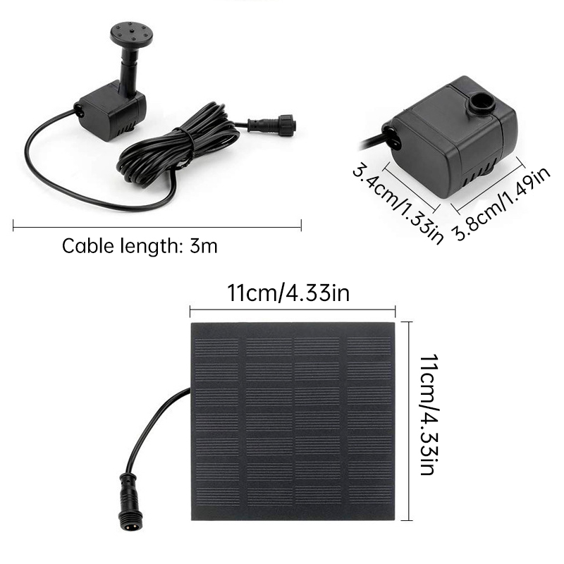 Solar-Powered Mini Fountain Pump – 200L/H Brushless Pump with 4 Spray Nozzles for Garden, Pond & Fish Tank — image 8