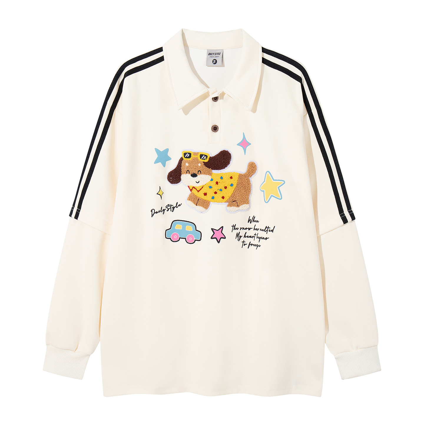Plush color blocked puppy hoodie — image 2