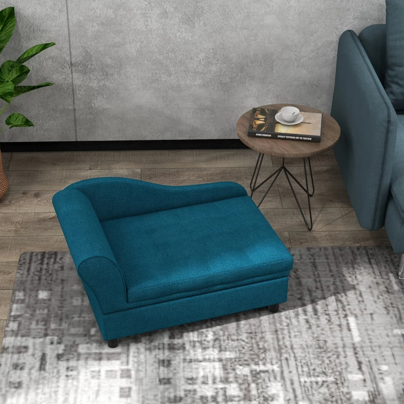 PawHut Pet Sofa Dog Sofa For Small Dogs With Storage, Dark Blue — imagen 4