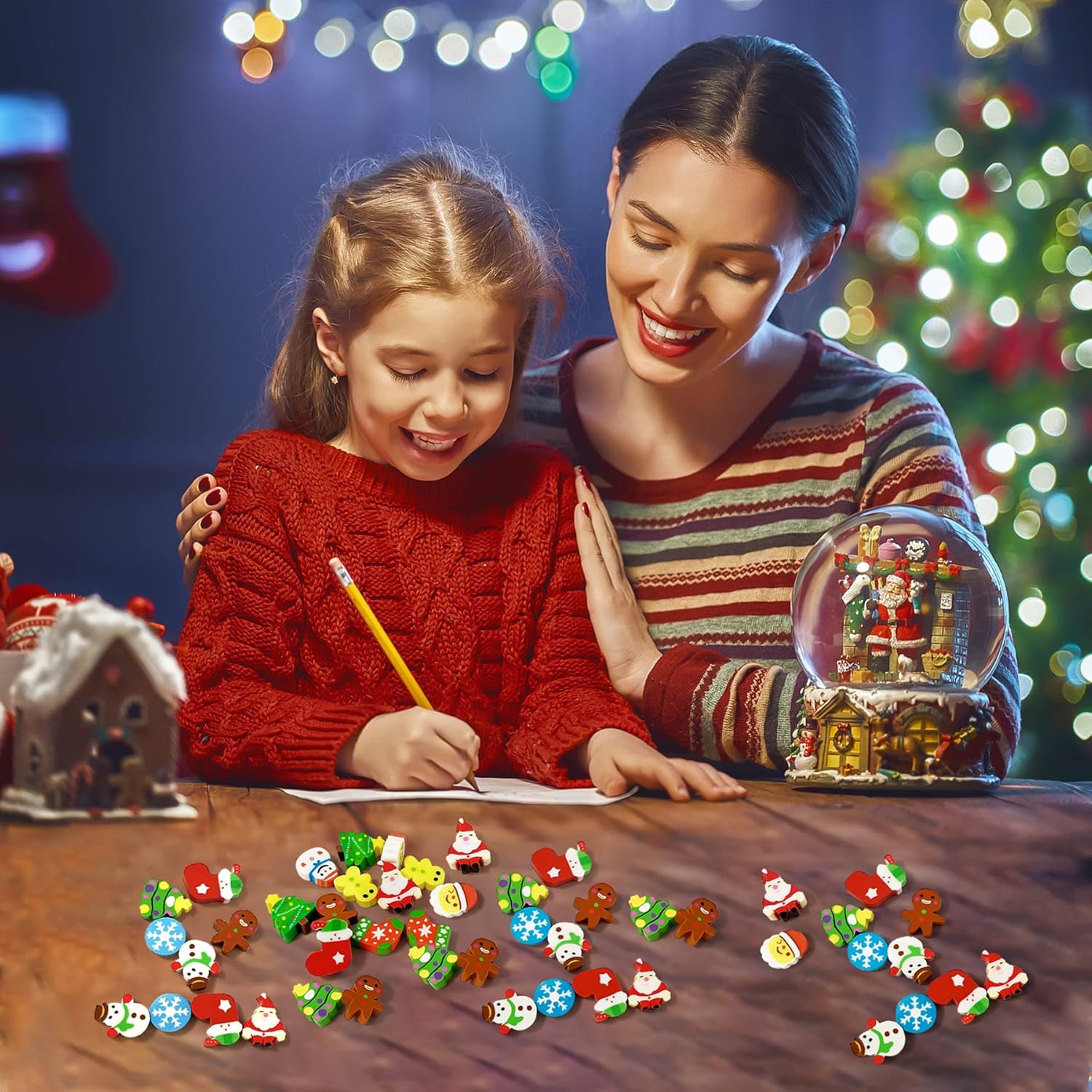 150 Piezas de Erizos Navideños Adorables Pequeños en Lote, Mini Erizos, Mascotas para Escritorio, Erizos de Lapicero Navideño, Sujetadores de Calcetines Papá Noel Copos de Nieve Regalos para Rellenar Tareas Clase Premios Liquidación — imagen 3