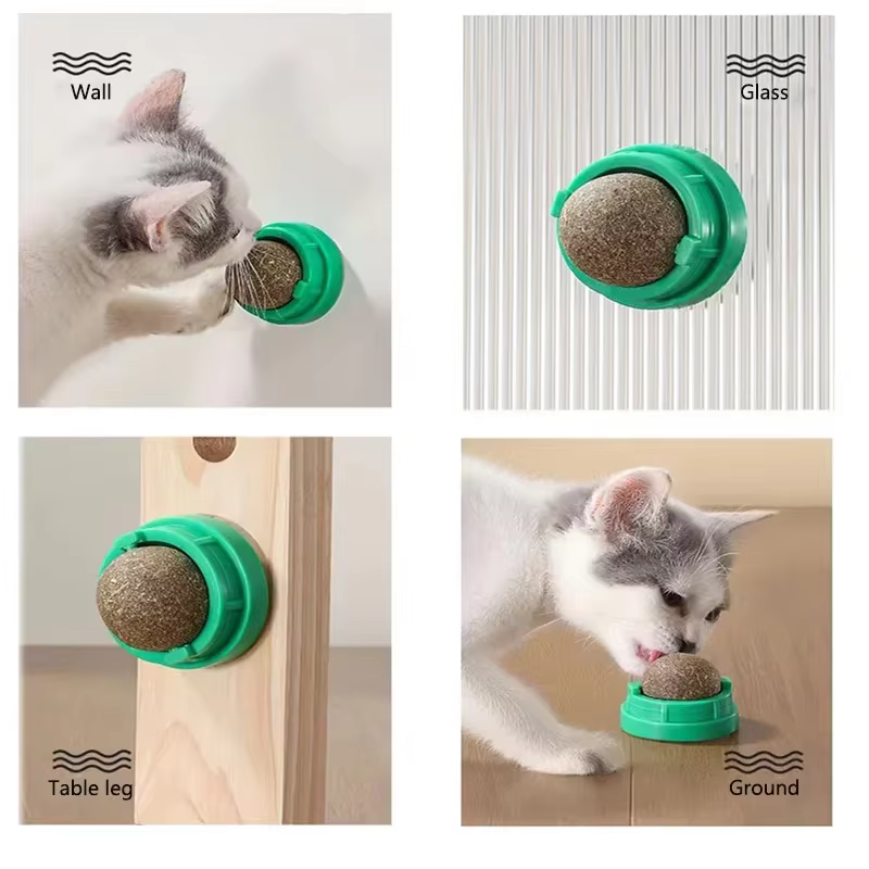 Cat Mint Wall Sticker Toy Rotating Ball Promotes Digestion Cat Grass Snacks Mint Sugar Grass Cat Licking Snacks Clean Teeth — image 2